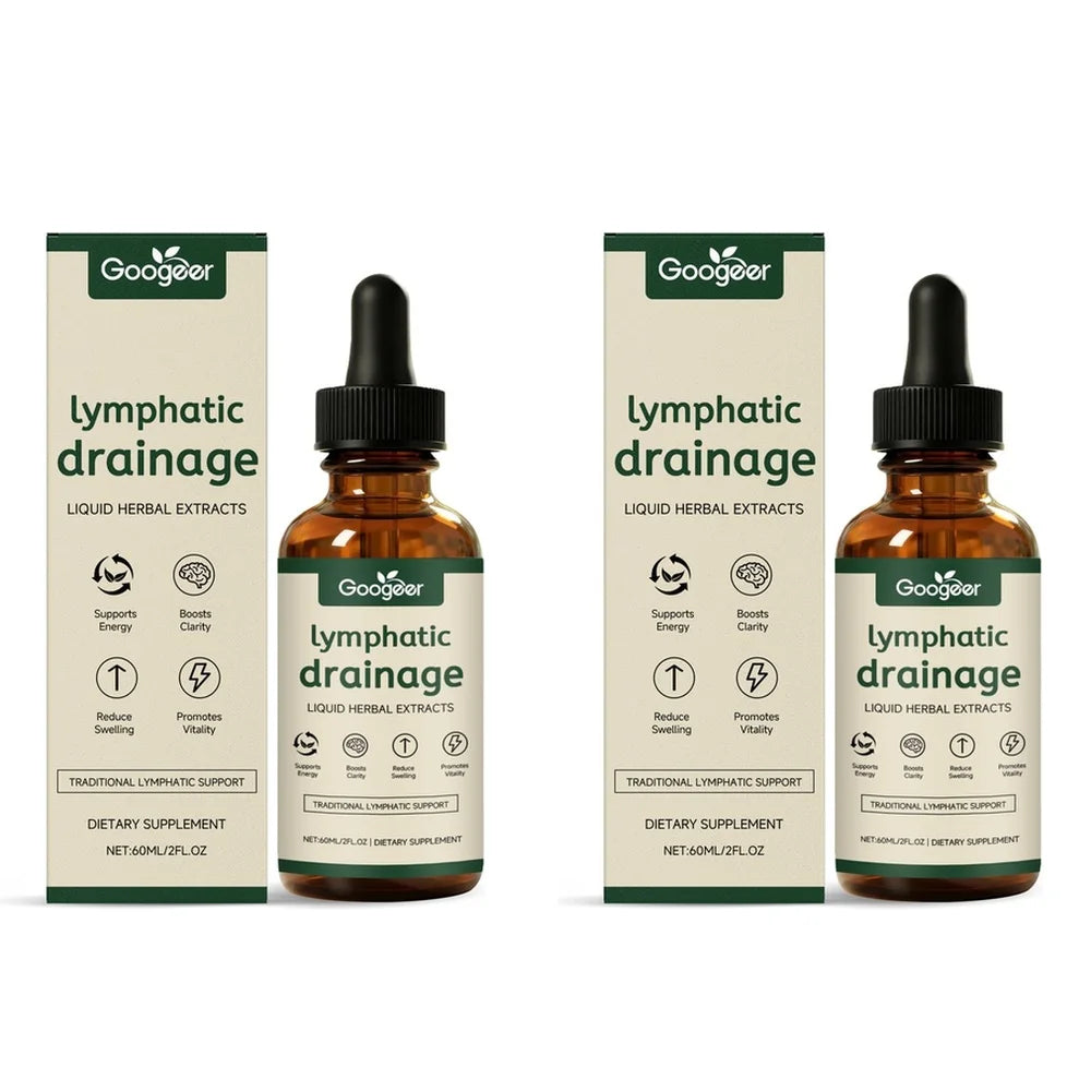 Googeer Lymphatic Drainage Herbal Drops 60ml – Herbal Daily Wellness Supplement with Uncaria & Red Clover