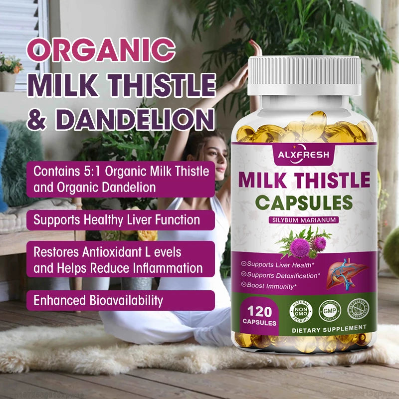 ALXFRESH Milk Thistle Capsules – Liver Health & Antioxidant Daily Wellness Supplement