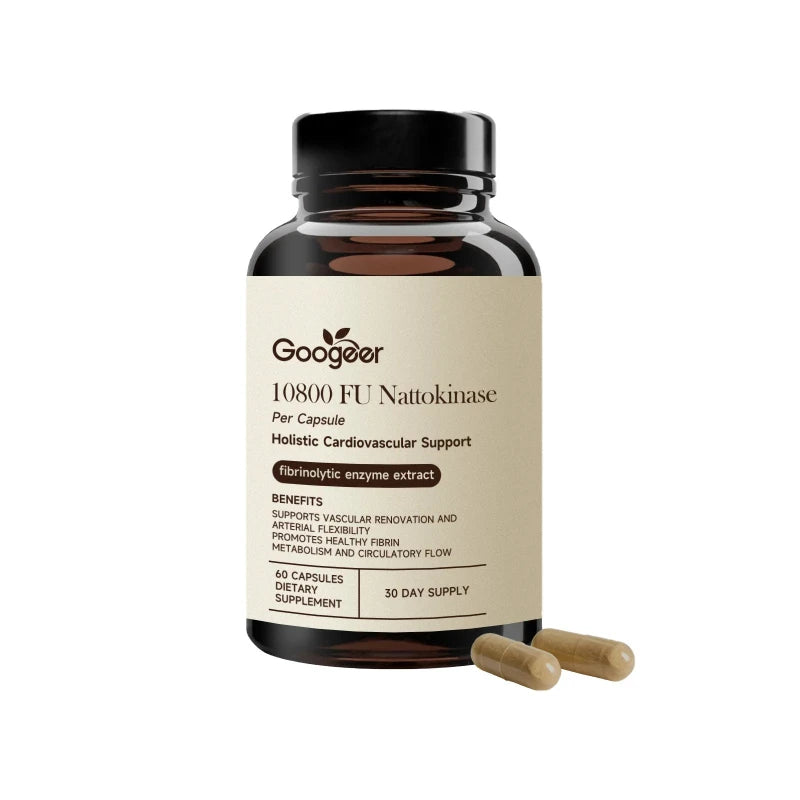 Nattokinase 10,800 FU Capsules with CoQ10 and Garlic Extract – 60 Capsules