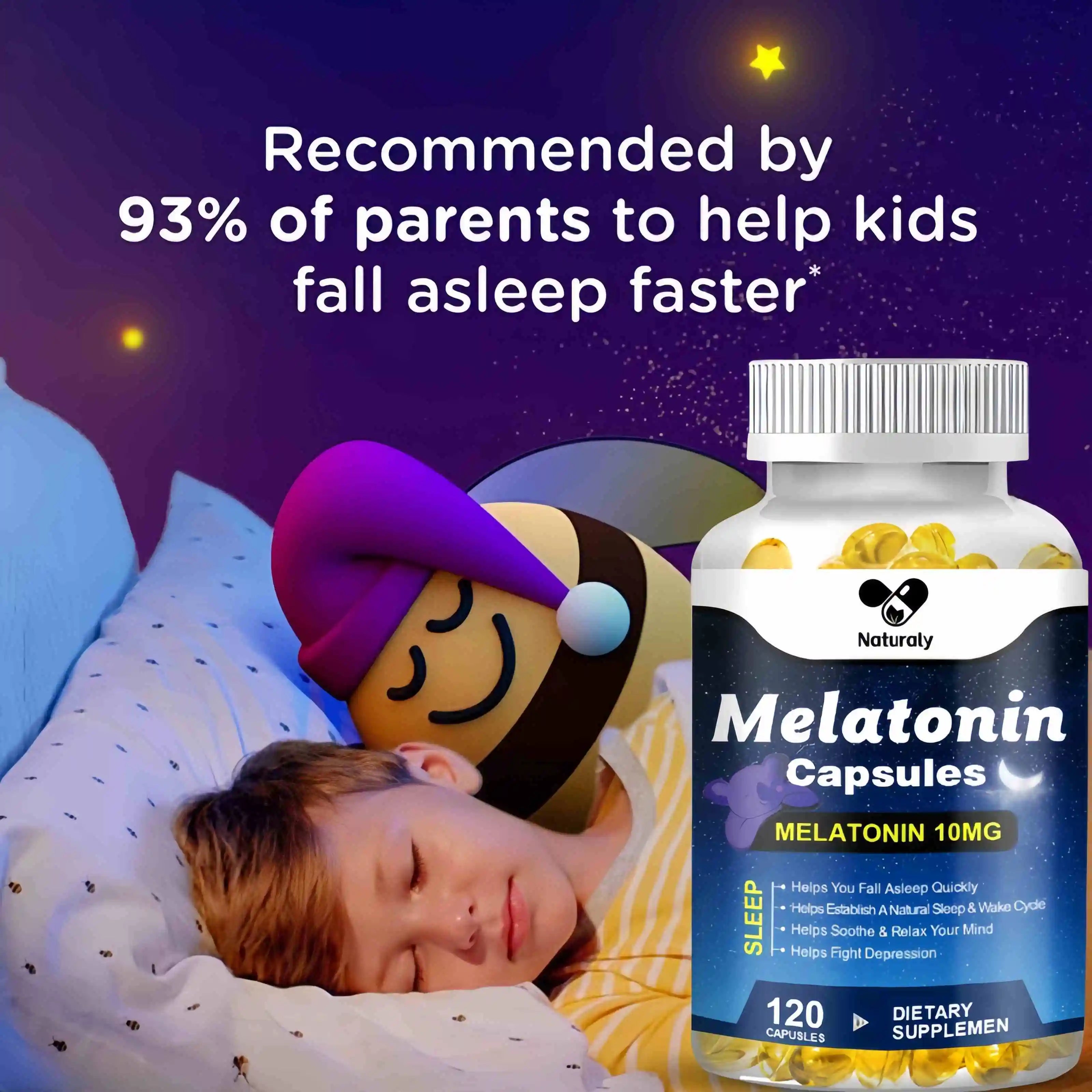 Melatonin Capsules – Natural Sleep Support, Relaxation & Jet Lag Relief