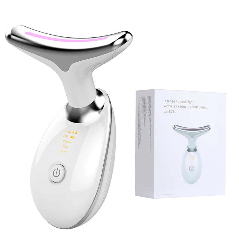 LED Face & Neck Massager – EMS, Vibration & Warm Therapy Skincare Device