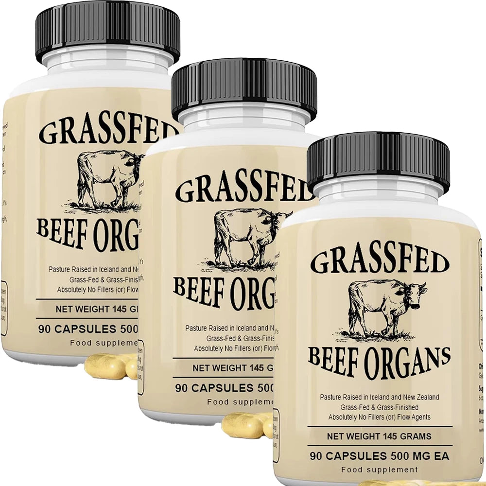 Grass Fed Beef Organ Capsules – Liver, Heart, Kidney & Spleen Supplement for Energy, Immune & Whole Body Wellness