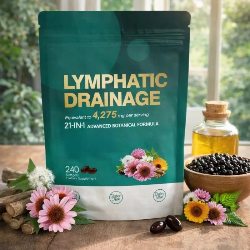 21-in-1 Herbal Lymphatic Support Softgels – Dandelion, Burdock & Turmeric Blend, 240 Softgels