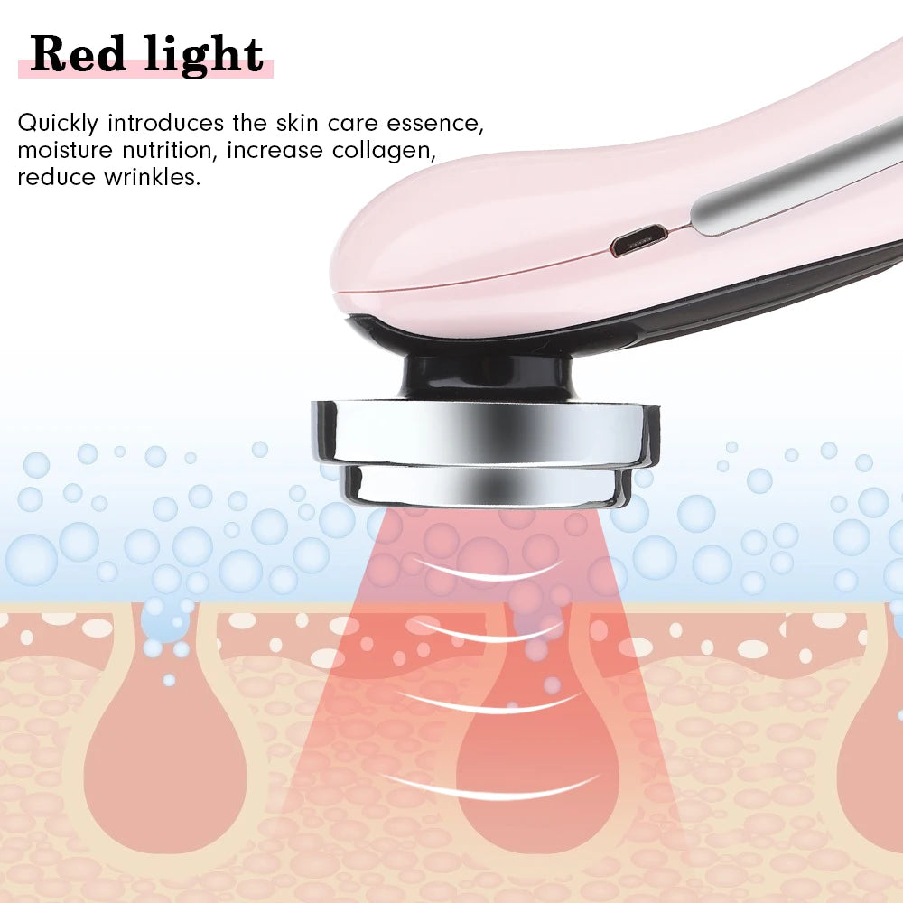 7-in-1 EMS Facial Massager – LED Light Therapy, Warm Vibration & Microcurrent Skincare Device