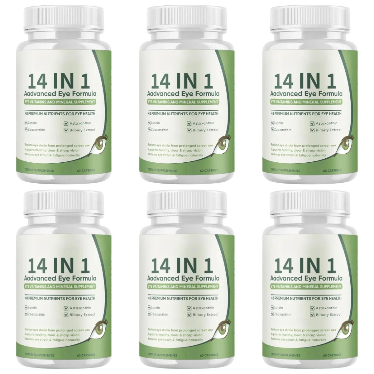 14-in-1 Eye Health Supplement Capsules – Astaxanthin, Lutein & Zeaxanthin for Daily Eye Wellness