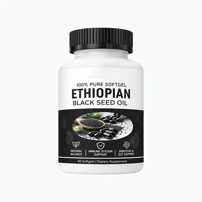 Ethiopian Black Seed Oil Softgels 800mg – 4.64% Thymoquinone, 60 Softgels