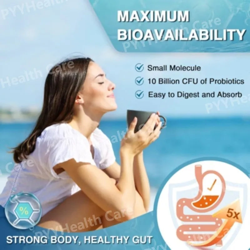 Marine Collagen Peptides Powder – Type I & III Collagen with Vitamin C, Hyaluronic Acid & Probiotics, Unflavoured, 350g