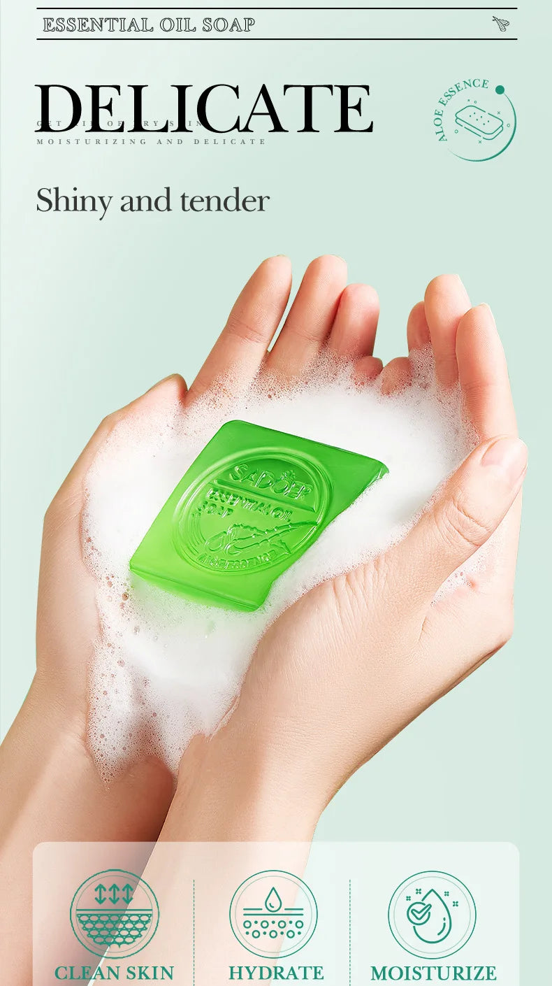 Aloe Vera Natural Facial Cleansing Soap – Handmade Essential Oil Face & Body Cleanser 100g