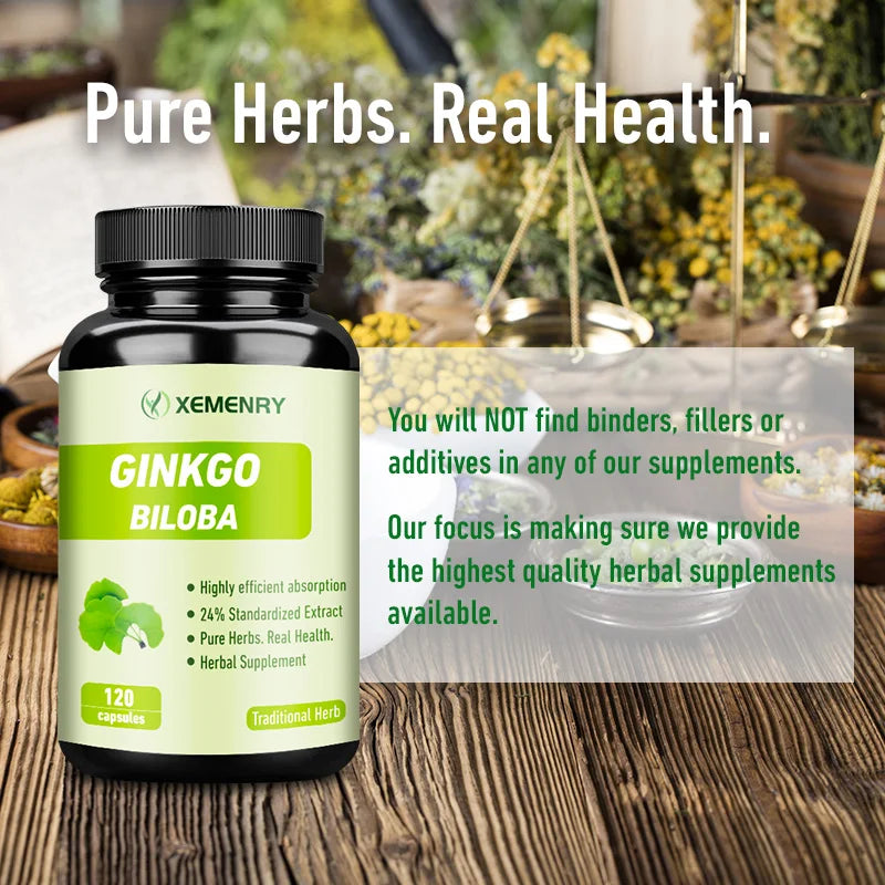 Xemenry Ginkgo Biloba Capsules – Daily Brain & Cognitive Health Supplement for Focus & Memory Support