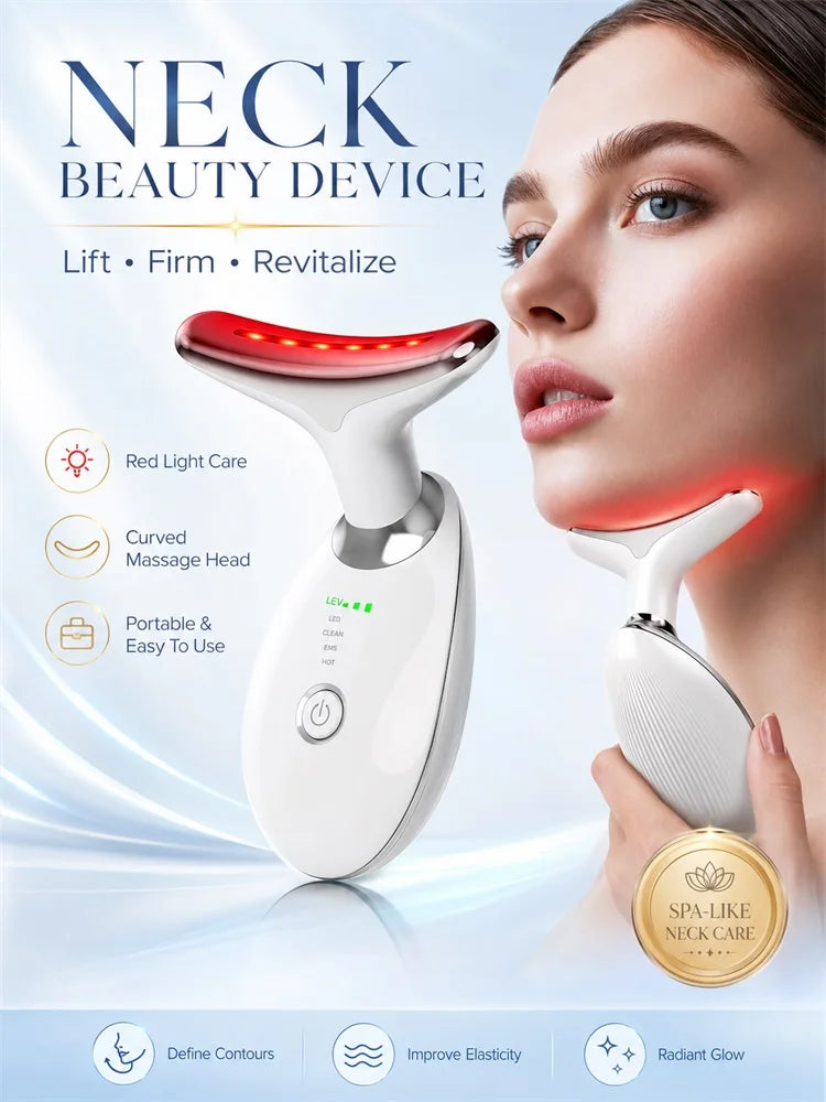 LED Face & Neck Massager – EMS, Vibration & Warm Therapy Skincare Device