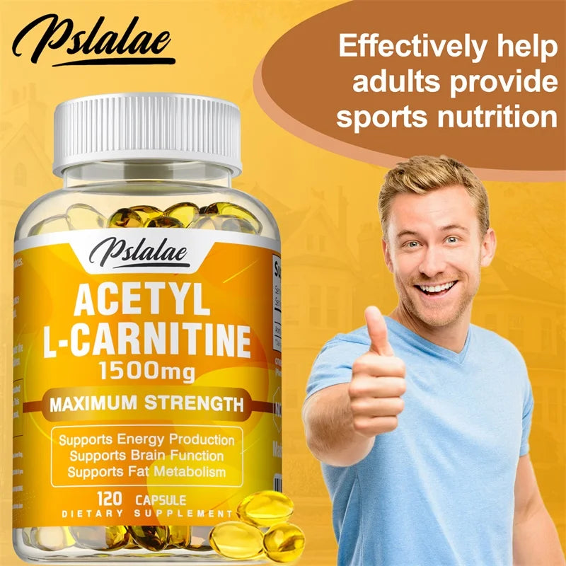 PSLALAE Acetyl L-Carnitine 1500mg Capsules – Daily Energy, Brain & Metabolism Support Supplement
