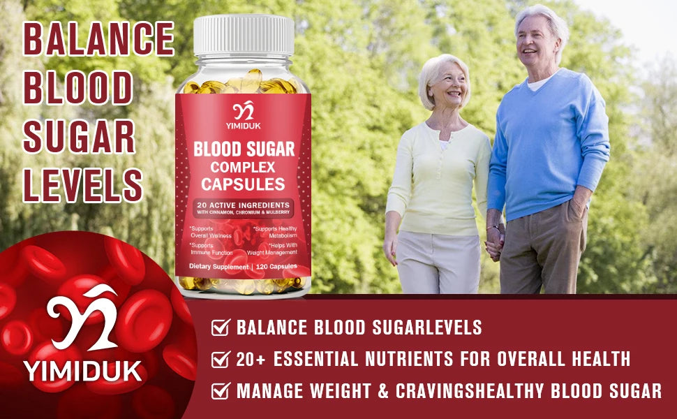 Yimiduk Blood Sugar Support Capsules with Cinnamon, Chromium & Mulberry | Metabolic & Immune Health Supplement | 60/120 Capsules