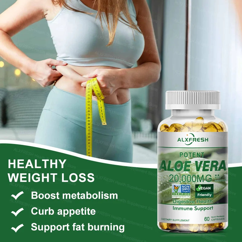 ALXFRESH Aloe Vera Capsules – Digestive Health & Daily Wellness Supplement