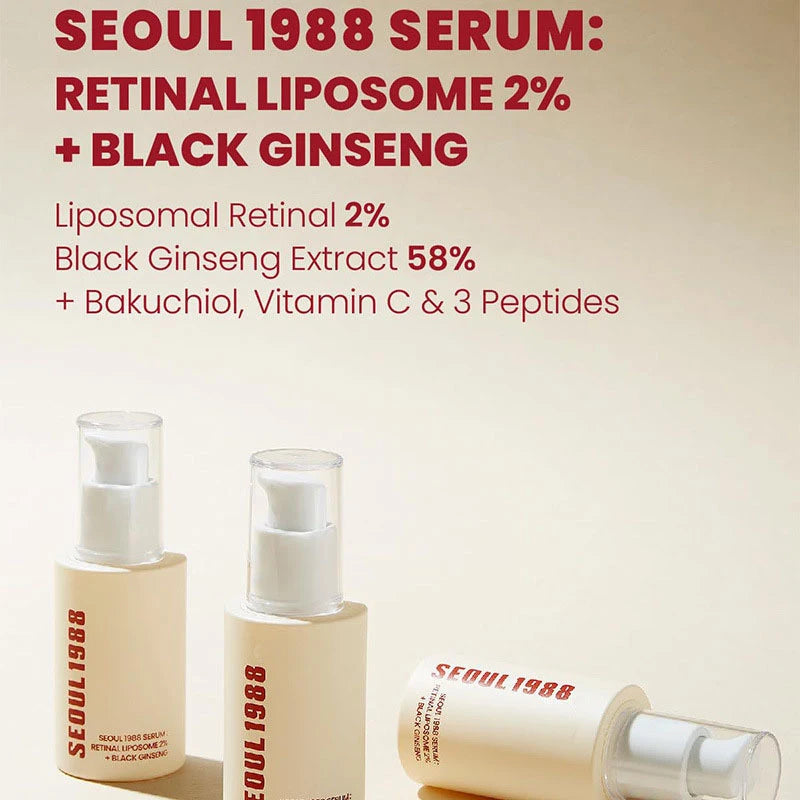 Korean 1988 Retinal Eye Cream & Face Serum – Retinol, Niacinamide, Black Ginseng & Peptides