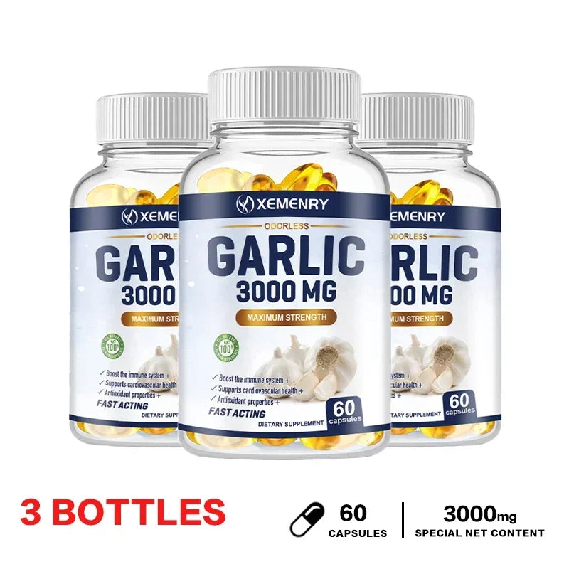 XEMENRY Odorless Garlic Capsules – Daily Heart, Immune & Cardiovascular Health Support