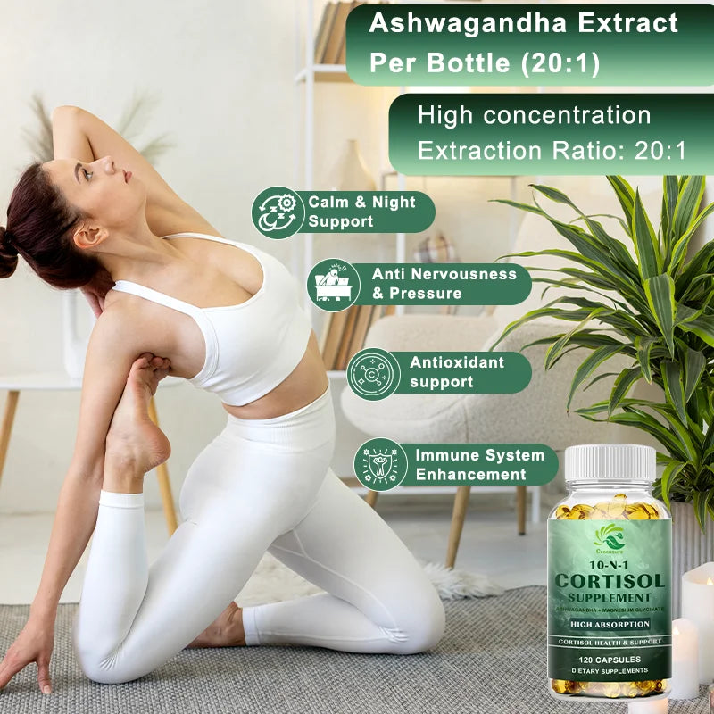 Stress Support Capsules with Ashwagandha, L-Theanine & Magnesium – 60 or 120 Capsules