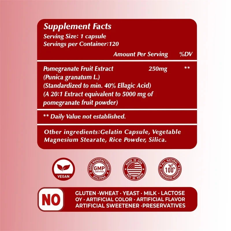 PSLALAE Pomegranate Fruit Extract Capsules – Daily Antioxidant, Immune & Heart Health Support