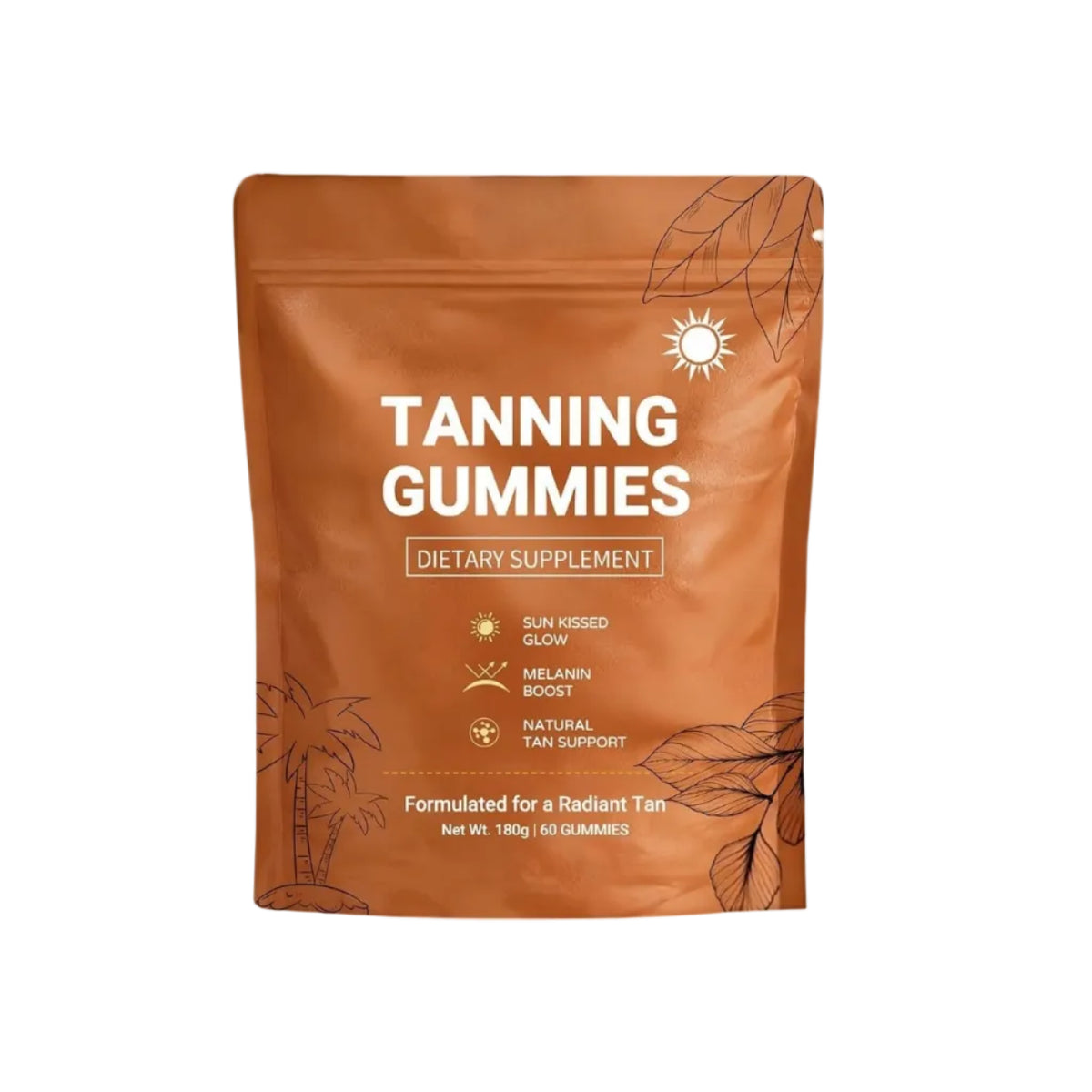 Sunless Tanning Gummies with Beta-Carotene – Bronzing Glow Support, 60 Gummies