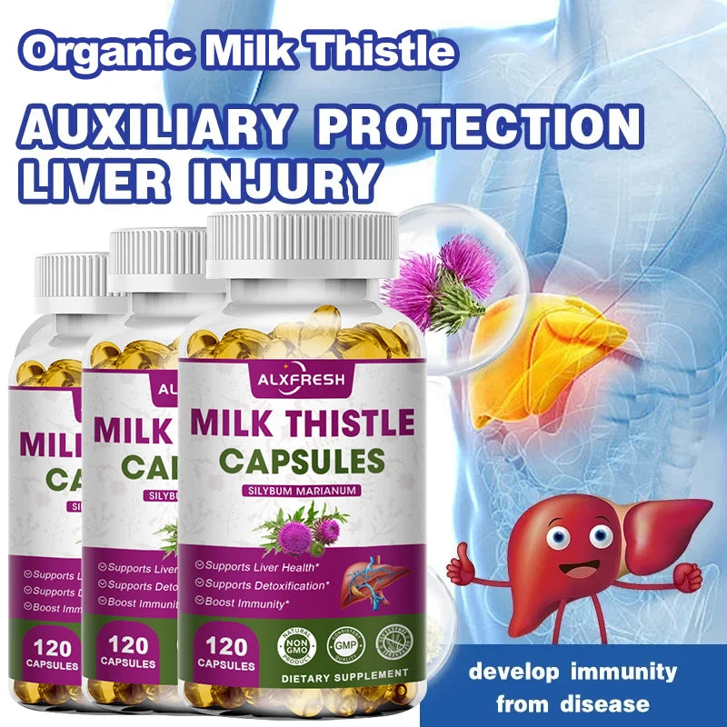 ALXFRESH Milk Thistle Capsules – Liver Health & Antioxidant Daily Wellness Supplement
