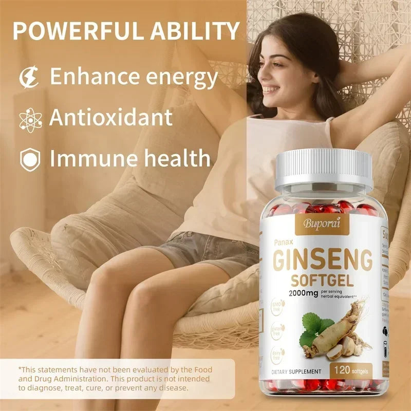 XEMENRY Red Panax Korean Ginseng Capsules – Daily Energy, Immune & Mental Focus Support