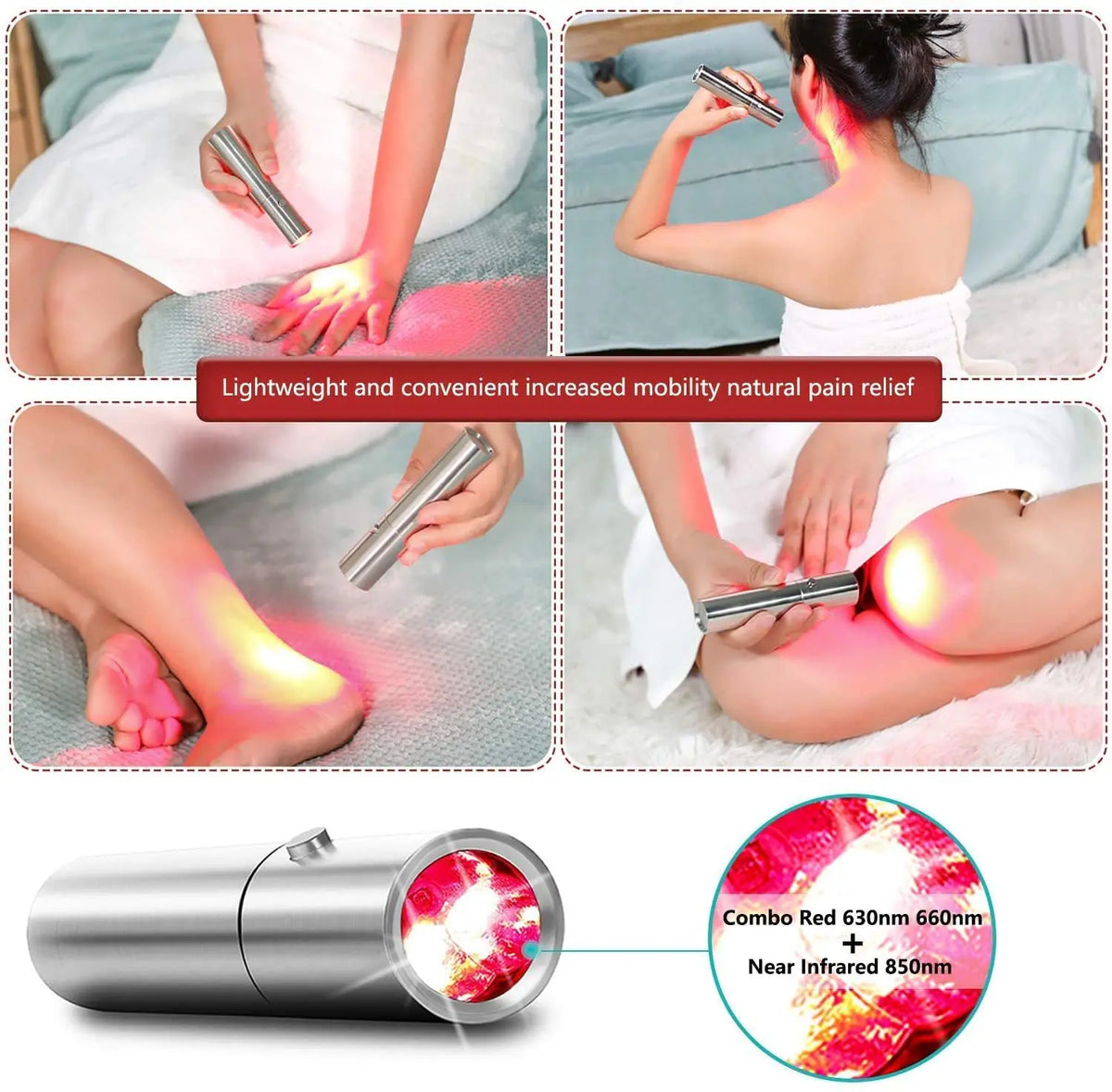 Portable Red & Near-Infrared LED Light Therapy Torch – 630nm, 660nm & 850nm Handheld Device