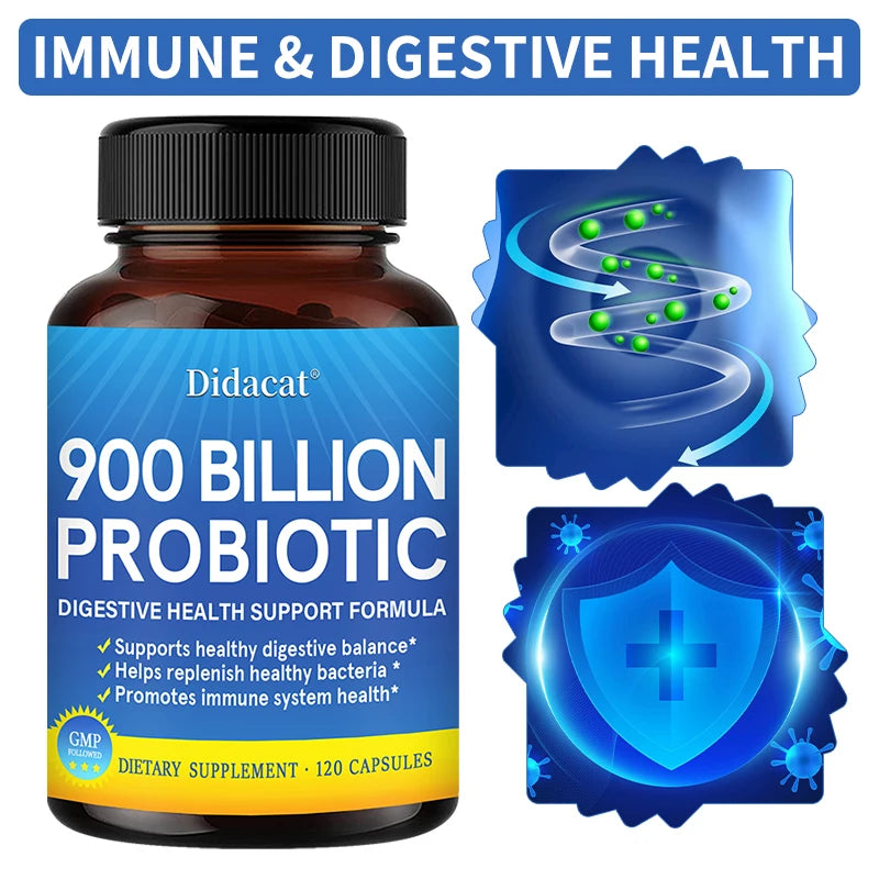900 Billion Probiotic Capsules – Digestive Health, Gut Flora Balance & Immune Support