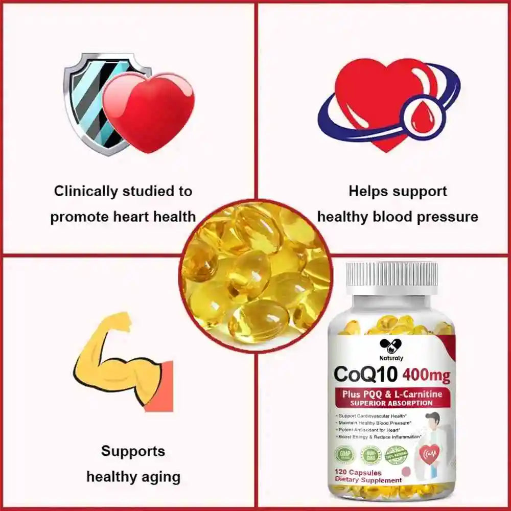 CoQ10 400mg with PQQ Capsules – Heart, Brain, Energy & Antioxidant Support