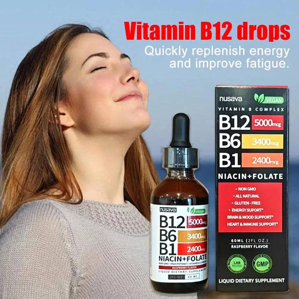 BIYODE Vitamin B12 B6 & B1 Liquid Drops – Triple Absorption Energy & Nervous System Support