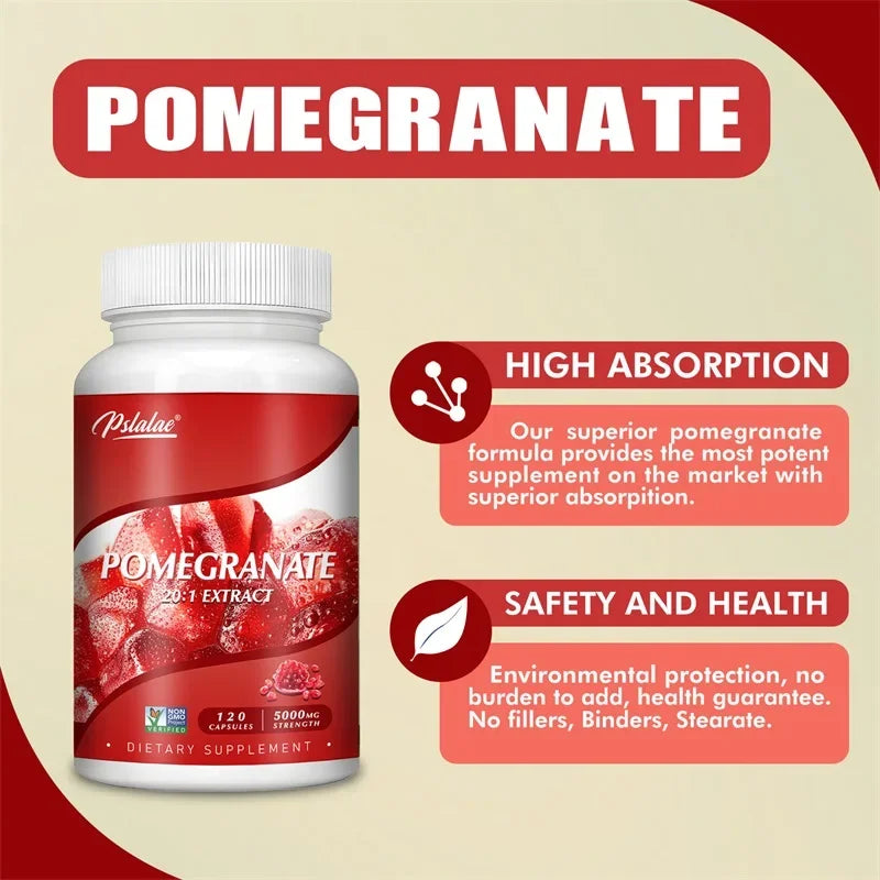 PSLALAE Pomegranate Fruit Extract Capsules – Daily Antioxidant, Immune & Heart Health Support