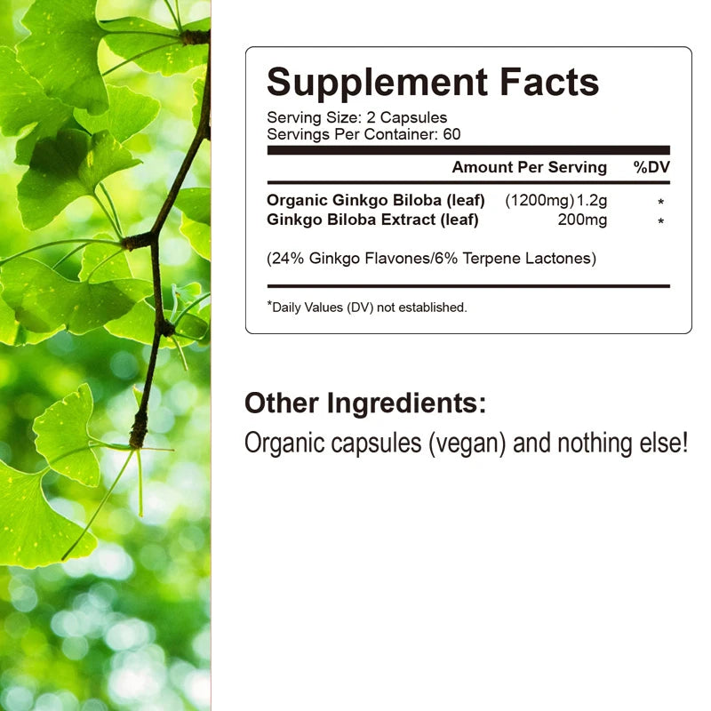 Xemenry Ginkgo Biloba Capsules – Daily Brain & Cognitive Health Supplement for Focus & Memory Support
