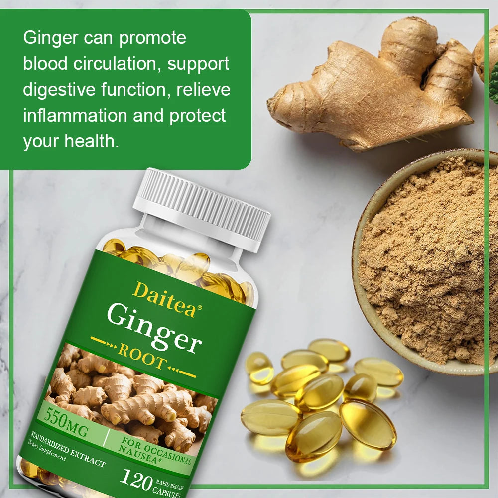 Ginger Root 500mg Capsules – High Absorption Digestive, Joint, Immune & Antioxidant Support Supplement (120 Capsules)