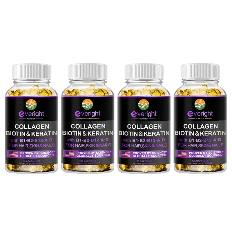 XMSJ Biotin Collagen Keratin & Hyaluronic Acid Capsules – Daily Hair, Skin & Nail Support