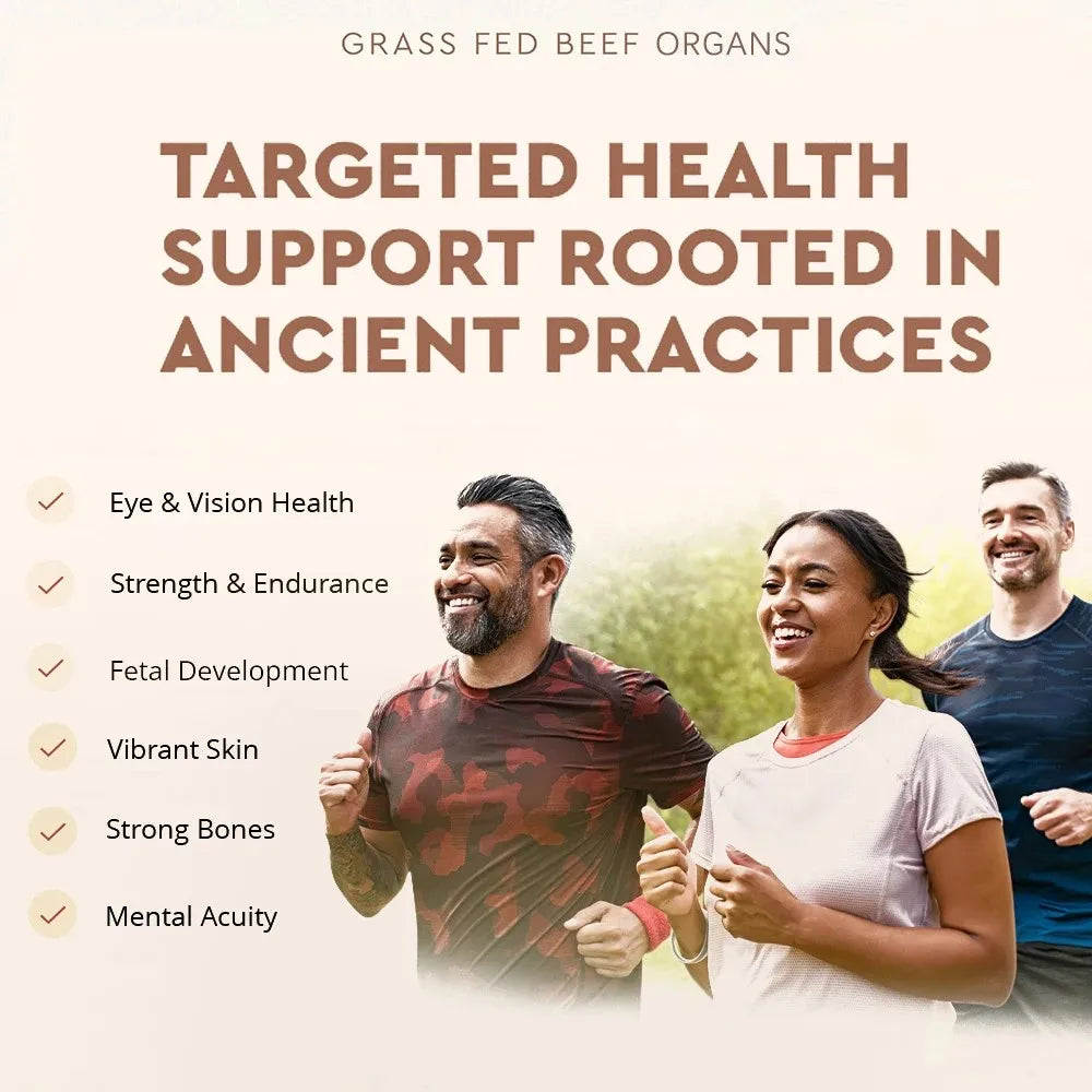 Grass Fed Beef Organ Capsules – Liver, Heart, Kidney & Spleen Supplement for Energy, Immune & Whole Body Wellness