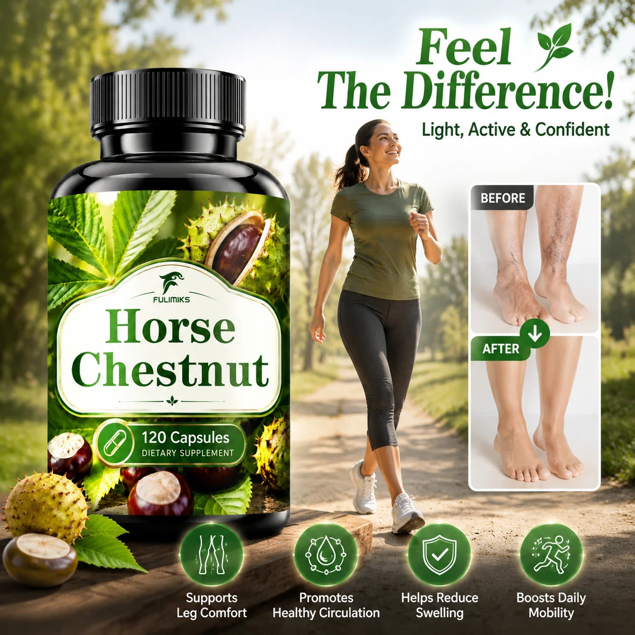 Horse Chestnut Supplement with Rutin & L-Arginine – Healthy Veins & Circulation Support