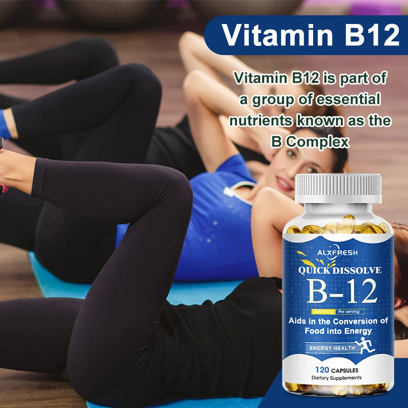 ALXFRESH Vitamin B12 Capsules – Daily Energy, Brain & Nervous System Support Supplement