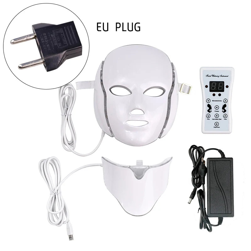 7-Color LED Face & Neck Therapy Mask – 192 LEDs, Facial Skincare Device