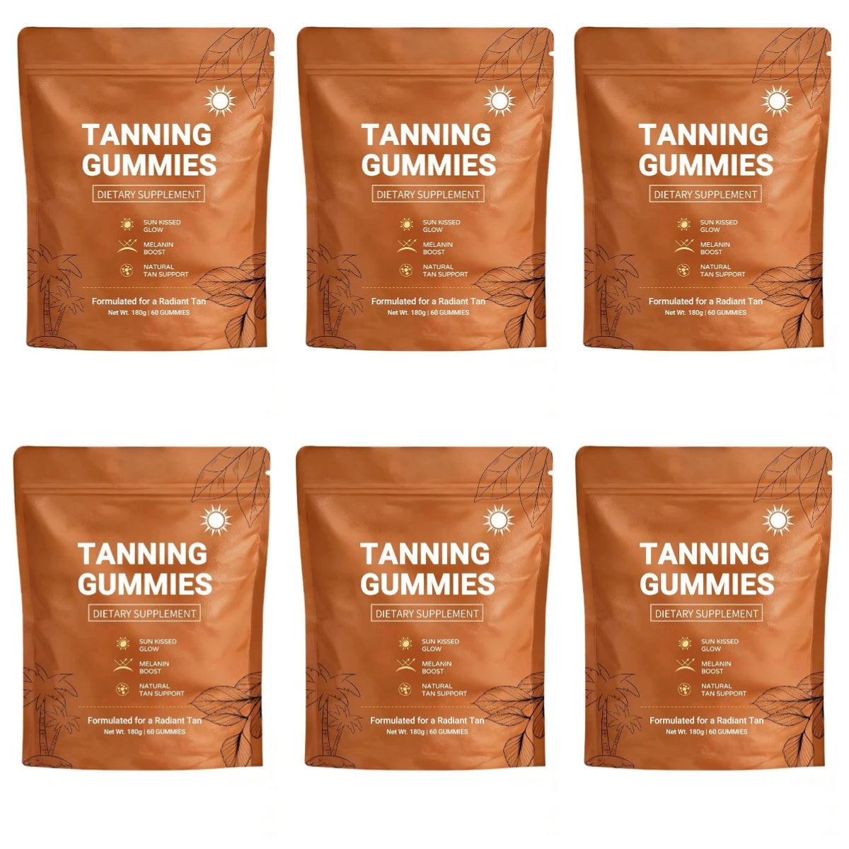Sunless Tanning Gummies with Beta-Carotene – Bronzing Glow Support, 60 Gummies