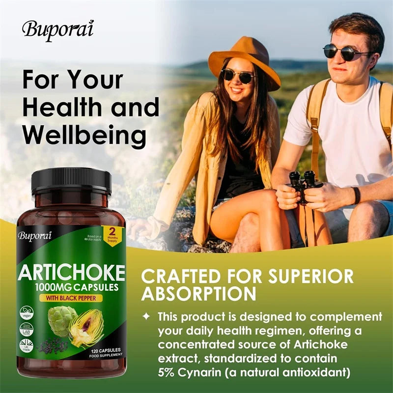 PSLALAE Artichoke 1000mg Capsules for Liver Health, Digestive Support & Antioxidant Wellness | Vegan Supplement | 30/60/120 Capsules