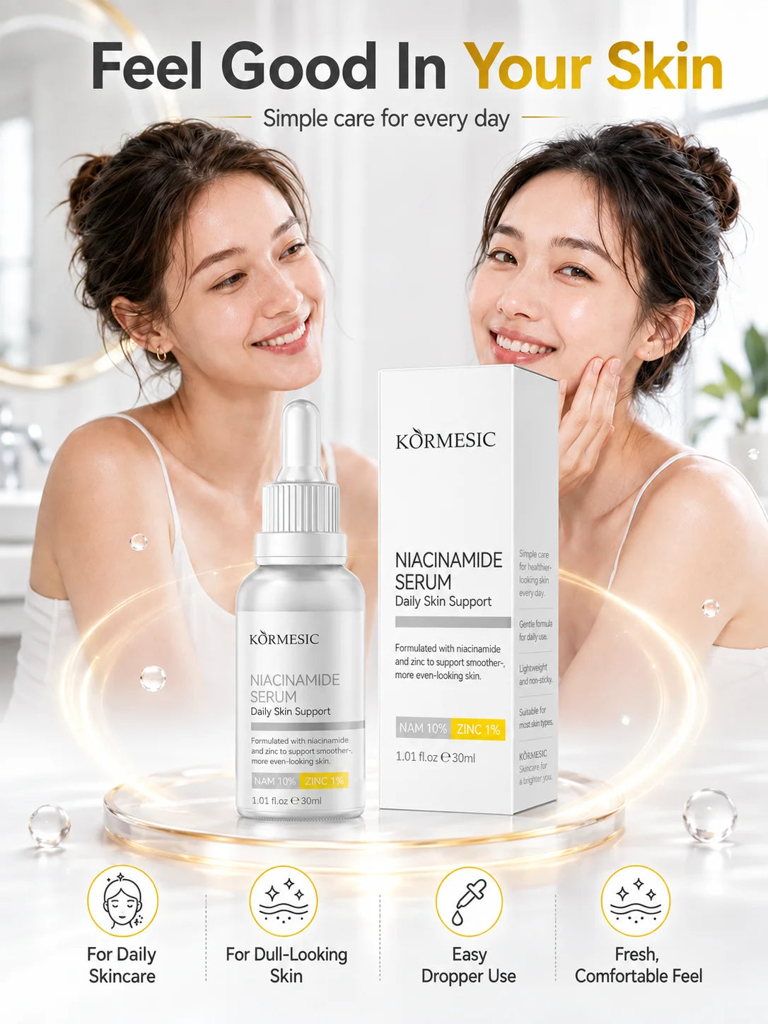 Niacinamide 10% + Zinc 1% Facial Serum 30ml – Hydrating Skincare for a Smoother, More Even-Looking Complexion