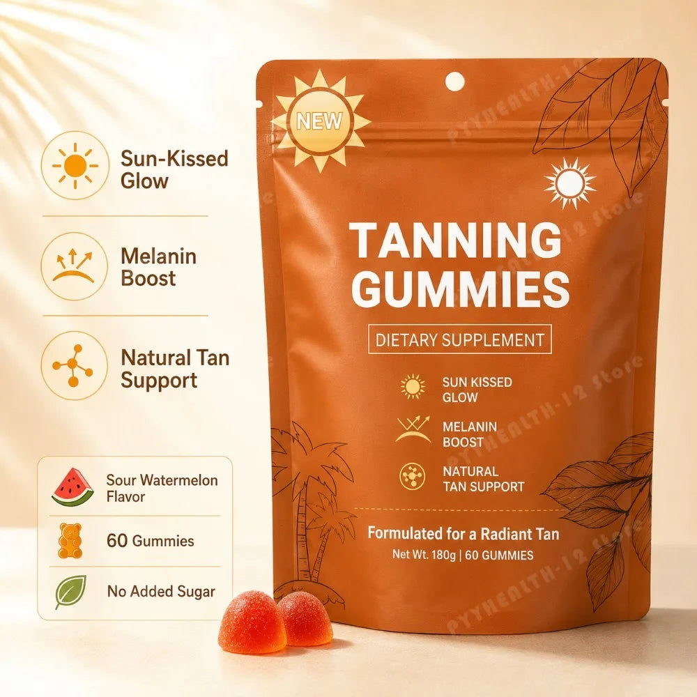 Sunless Tanning Gummies with Beta-Carotene – Bronzing Glow Support, 60 Gummies