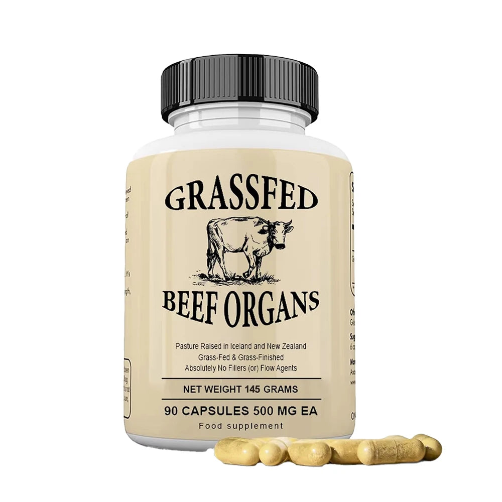 Grass Fed Beef Organ Capsules – Liver, Heart, Kidney & Spleen Supplement for Energy, Immune & Whole Body Wellness