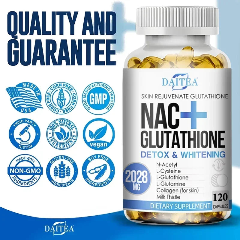 DAITEA NAC + Glutathione Capsules – Antioxidant & Daily Cellular Wellness Supplement