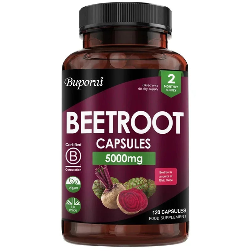 PSLALAE Beetroot 5000mg Capsules – Nitric Oxide, Circulation, Heart Health & Energy Support Supplement