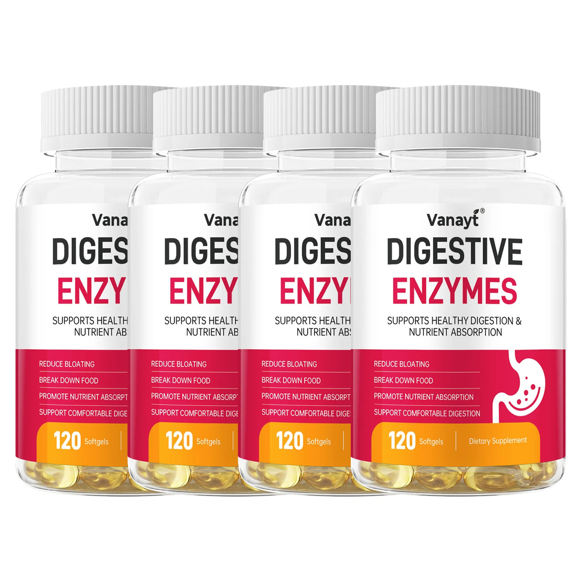 Digestive Enzymes with Prebiotics & Probiotics – Gut Health Support, 120 Capsules