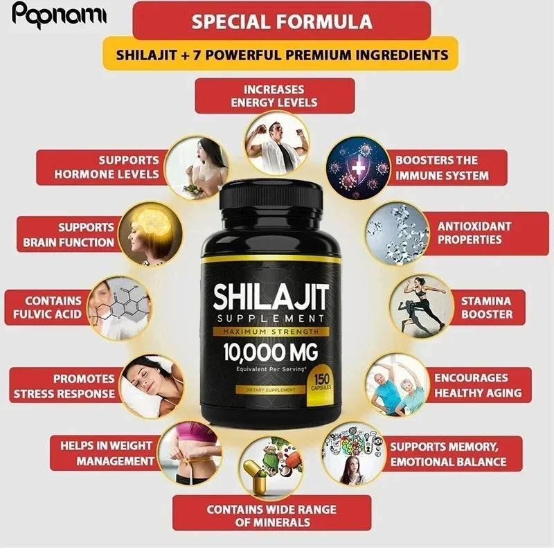 XMSJ Himalayan Shilajit Capsules – Trace Minerals & Fulvic Acid Daily Wellness Supplement (150 Capsules)