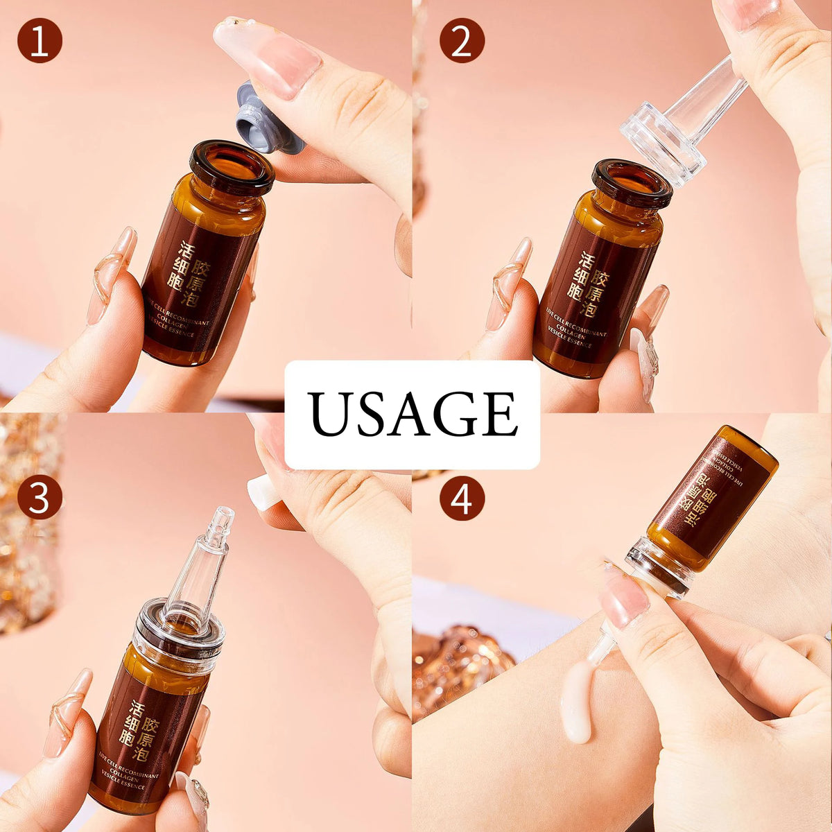 Recombinant Collagen Facial Serum 4 × 10ml – Hydrating & Smoothing Essence with Niacinamide