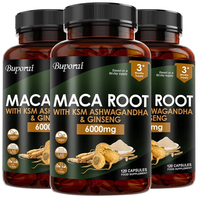 Maca Root Supplement with Ashwagandha & Ginseng – Energy, Mood & Endurance Support