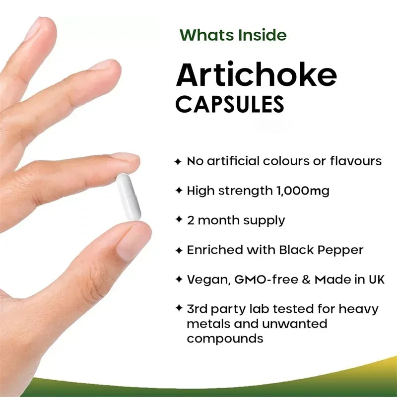 PSLALAE Artichoke 1000mg Capsules for Liver Health, Digestive Support & Antioxidant Wellness | Vegan Supplement | 30/60/120 Capsules