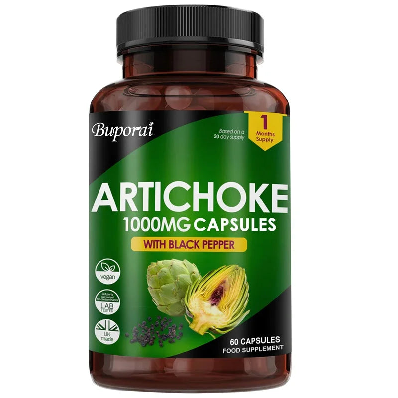 PSLALAE Artichoke 1000mg Capsules for Liver Health, Digestive Support & Antioxidant Wellness | Vegan Supplement | 30/60/120 Capsules