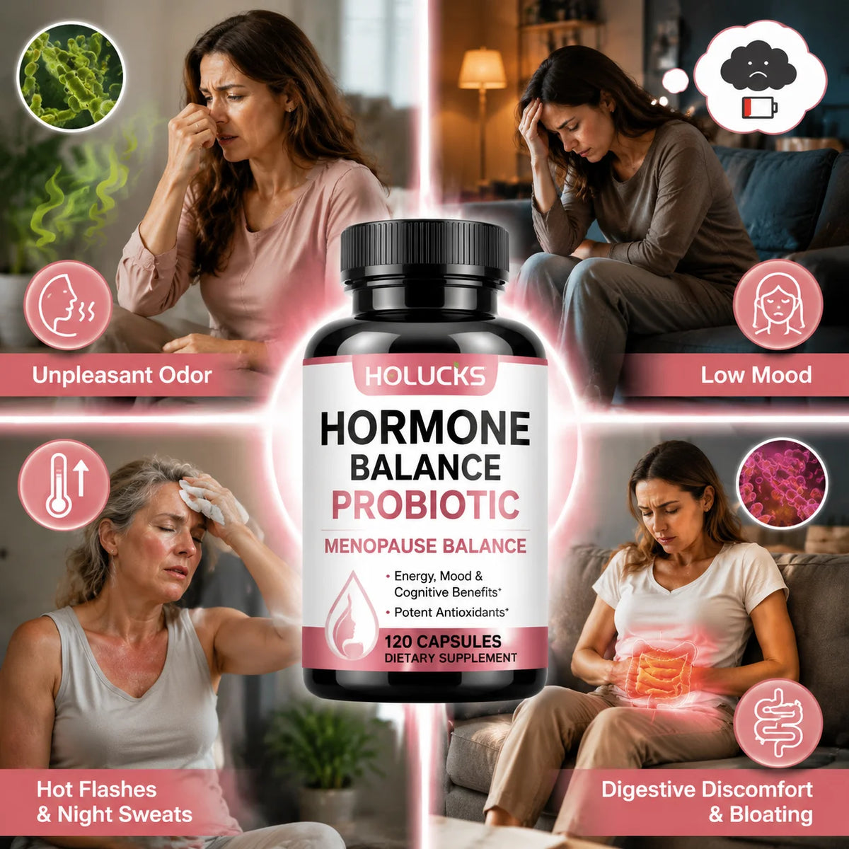 Hormone Balance Support Capsules – Women's Wellness Formula with L-Arginine, L-Tyrosine & Herbal Blend, 120 Capsules